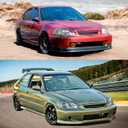 IKON MOTORSPORTS, Grille Compatible With 1996-1998 Civic Pre-Facelift Models, ABS Black Front Bumper Hood Grill Hood Guard by, 1997
