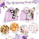 Abbylike 18 Pcs PU Leather Purse Gift Bags with Handles Ribbon Wedding Purse Party Favor Candy Boxes Treat Goodie Bag for Birthday Bridal Baby Showers Party (Purple)