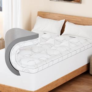 Full Mattress Topper - Memory Foam Mattress Topper Full Size, Dual Layer 4 Inch Mattres Pad with 2 Inch Gel Memory Foam, Deep Pocket Cooling Bed for Back Pain Relief