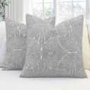 Throw Pillow Covers 18X18 Set of 2, Boho Farmhouse Cushion Cover, Cozy Soft Accent Pillowcase for Couch Sofa Bed Living Room Dark Grey