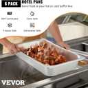 VEVOR Hotel Pans Full Size 4-Inch Deep, Steam Table Pan 6 Pack,0.8mm Thick Stainless Steel Anti Jam Steam Table Pan for Home, Party, Restaurant, Hotel, Buffet