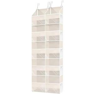 Over The Door Organizer Hanging Storage Shelves 10 Pocket Non-Woven Fabric Wall Mount for Bedroom Bathroom Kitchen (Beige 10 Grids)