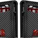 2025 Wallet for Men - RFID [Functional & Practical] Bifold Slim Minimalist Credit Card Holder Pop Up Wallet Metal Case with Cash Slot, Front Pocket with ID Window, Gift Boxed (Carbon Fiber)