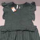 Simplee Womens Striped Midi Summer Dress Linen Smocked Flutter Short Sleeve Dress Flowy Casual Dress with Pockets (Green, S)