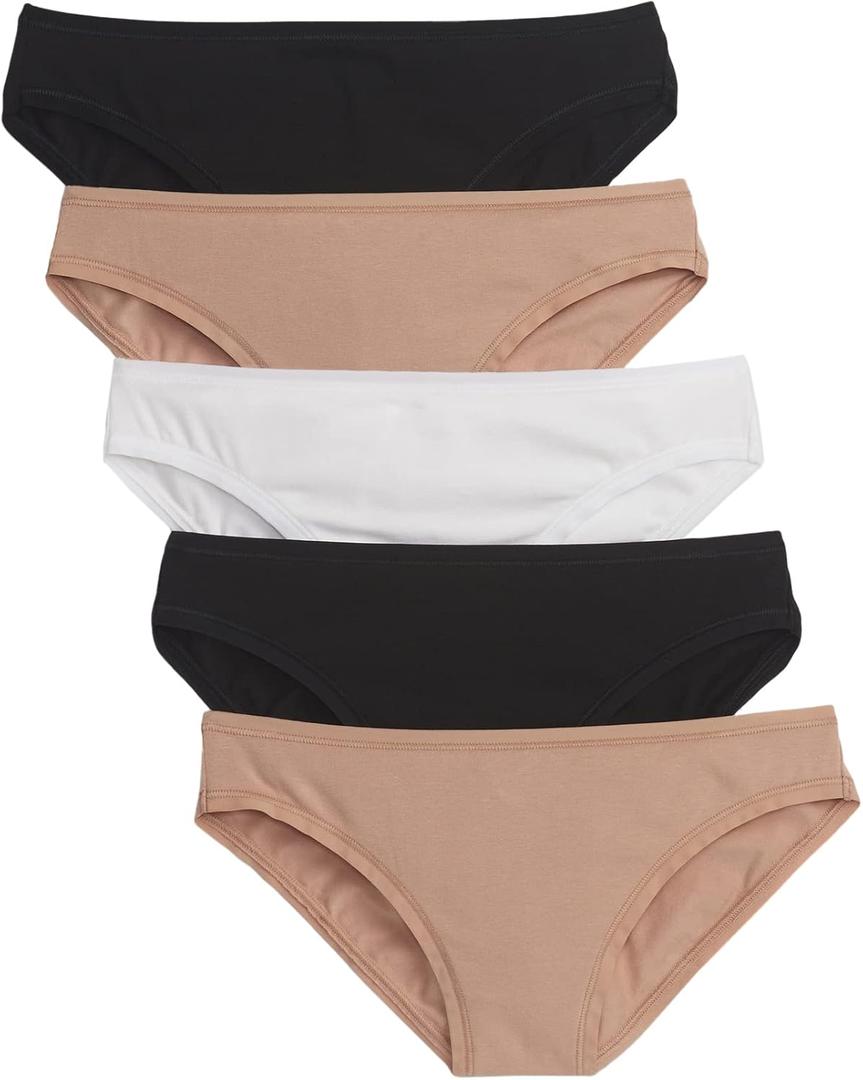 GAP Women's 5-Pack Organic Stretch Cotton Bikini (True Black Multi) S
