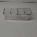 Jucoan Large Ice Chilled Condiment Server with Lid, 4 Compartments Chilled Condiment Caddy, Bar Garnish Serving Platter Holder Tray for Mimosa Taco Salad Bar, 2 Tongs, 6 Forks