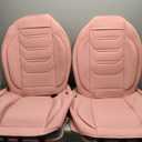 Pink Car Seat Covers Front Pair, Breathable Leather Automotive Front Seat Covers & Headrest, Auto Seat Cover, Compatible with Most Cars Sedans SUV Pickup Trucks