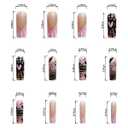 5 x Halloween Press on Nails Long Coffin Fake Nails with Ghost Designs False Nails Artificial Acrylic Full Cover Halloween Glue on Nails Square Shape False Nails for Women Girls Halloween Manicure Tips