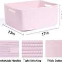 MiniArk Large Storage Baskets for Organizing, Closet Shelf Baskets for Clothes Blanket Towels, Baby Nursery, Toy Bins Box, Woven Rope Baskets, 17 x 13 x 7.5, 4 Packs Light Pink