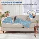 Sealy Electric Blanket Wearable with Foot Pocket, Electric Snuggle Blanket with Sleeves, Flannel & Sherpa Heating Throw with 6 Heat Settings & 2-10 Hours Auto Shut Off, 50 * 70"+18", Light Blue