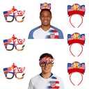 World Soccer Cup 2026 Merchandise-8 Pack Glitter Glasses & Headbands Set,DIY Your Favorite Soccer Star,Clear USA National Flags and Symbols,Sports Events Hairband Headwear Gift (USA set)