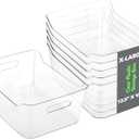 Tiawudi 4 Pack Plastic Storage Bins, Extra Large Pantry Organizer, 13.5" x 10" Clear Storage Containers and Organizer Bins, Multi-Use Bins for Home, Kitchen, Closet and Cabinet