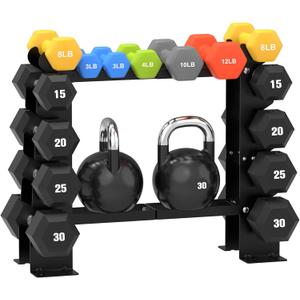 DERACY Dumbbell Rack Stand Only, 5 Tier Black Dumbbell Stand for Home Gym, Heavy Duty Steel Weight Rack Holds 8-30LB Pairs, 450LBS Capacity Free Weight Storage Organizer for Strength Training Equipment