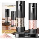 Electric Salt and Pepper Grinder Set - Rechargeable Automatic Salt and Pepper Shakers, Kitchen Appliances with External Adjustable Coarseness, Larger Hopper for Cooking, Home Gifts(2 Pack,Black/Black),1Pcs Damage