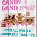 Christmas Decorations Hanging Sign, Christmas Bakery Decor Rustic Gingerbread Holiday Decorations Xmas Wooden Wall Sign, Candy Land Express