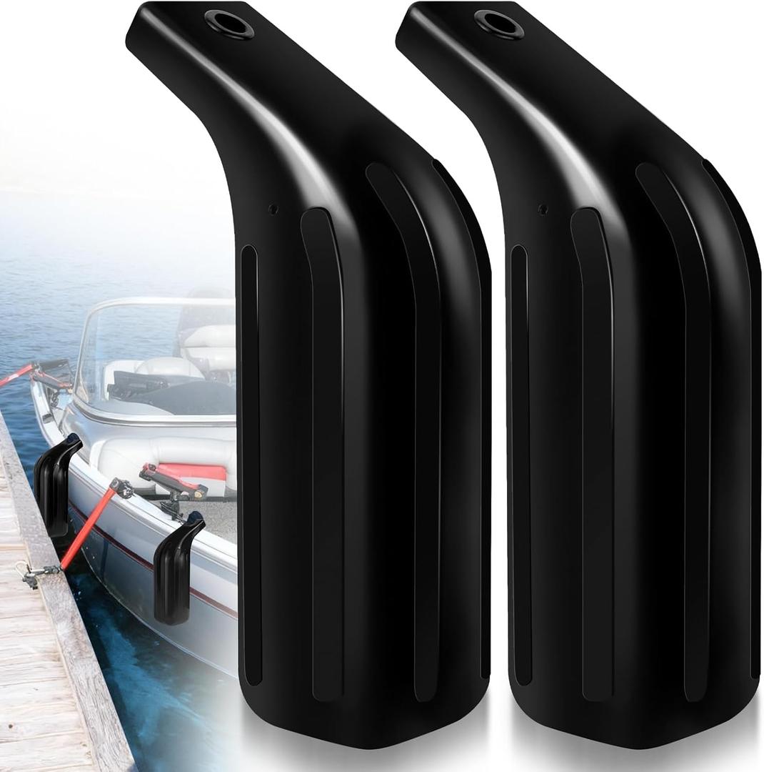 Low Freeboard Boat Fenders, 5" x 16" Boat Bumpers for Docking, Portable Bass Boat Fenders Bumpers for Ski Boat, Bass Boat and Bay Boat, Protect Top Gunwale and Side, Heavy-Duty Vinyl (Black)