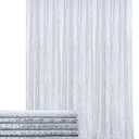 leegleri Silver Sequin Backdrop Curtain, 6 Panels 2FTx10FT Wrinkle Free Photo Backdrop Drapes for Wedding Birthday Party Stage Background Drapes (2ftx10ft(6 Panel))