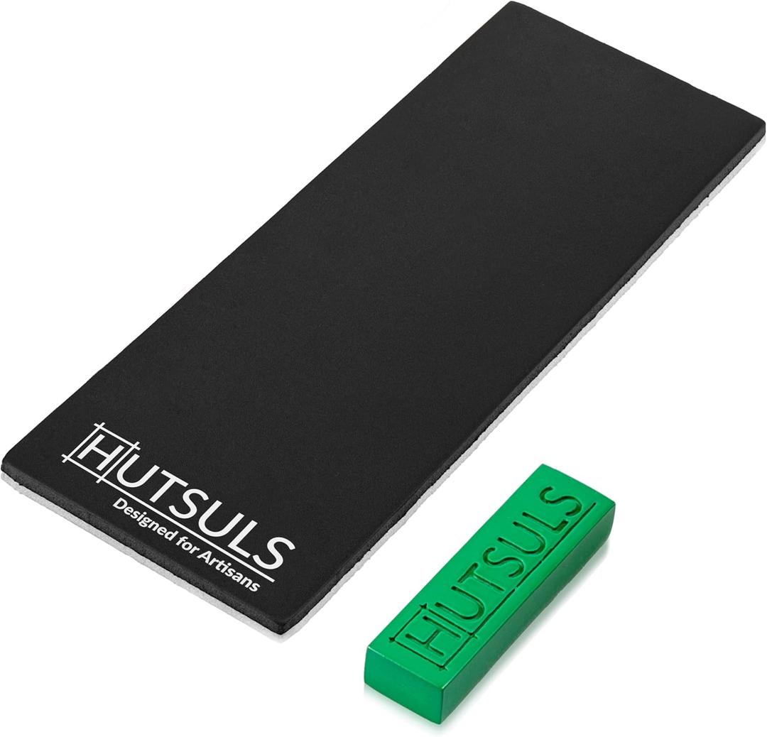 Hutsuls Black Leather Strop with Compound - Get Razor-Sharp Edges with Stropping Kit, Green Honing Compound & Vegetable Tanned Two Sided Leather Strop Knife Sharpener Step-by-Step Guide Included