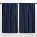 NICETOWN Blackout Curtain Panels Window Draperies - (Navy Blue Color) 62 x 63 inch, 2 Pieces, Insulating Room Darkening Blackout Drapes for Doorway Shower Bathroom Laundry Room Bifold Door