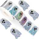 3 x Halloween Ghost Stickers, Laser Cute Boo Ghost Stickers, Suitable for Envelope Journal DecorParty Supplies Halloween Decorations (Style 2)