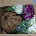 2 Set Artificial Outdoor Flowers with Hanging Baskets,24 Pcs UV Resistant Faux Petunias Flowers with Hanging Planter for Front Door Porch Spring Outside Decor (2, White,Yellow,Purple,RedViolet)