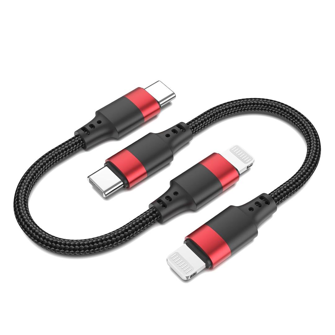 Vienceen 6 Inch Type C to Lightning Cable, Braided 0.5ft iPhone USB C Cord [MFi Certified], 2 Pack Short Lightning to USBC Cable for iPhone 14/13/12/11, iPad mini