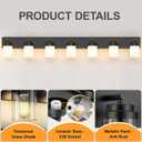 IZORRO Bathroom Vanity Light Fixture, 7-Light 52 inch Matte Black Bathroom Light Fixtures Over Mirror, with White Glass Shade, Modern Farmhouse Vanity Lights, Rustic Restroom Lighting Fixtures