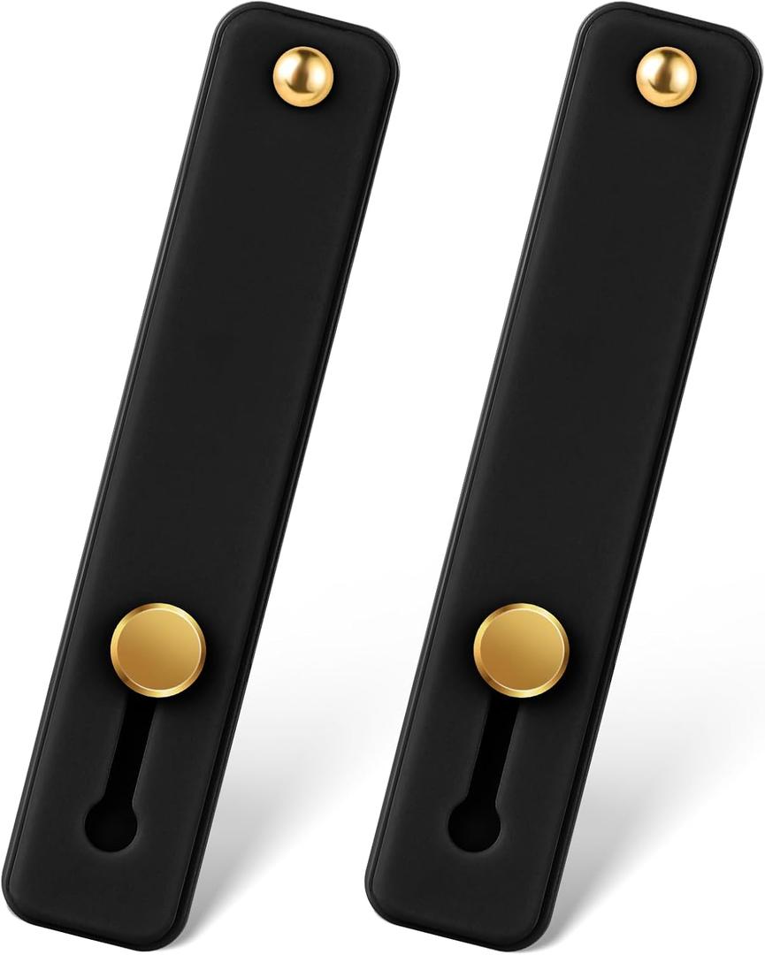 2Pcs Phone Loop Finger Holder, Portable Grip for Smartphones Case Telescopic Silicone Finger Strap Stand Universal Strap for Back of Phone Suitable Most Mobile Smartphones(Black)