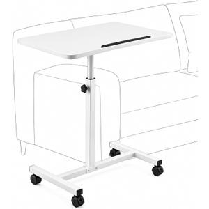 Adjustable Bedside Table with Wheels, Rolling Desk for Laptop and Eating
