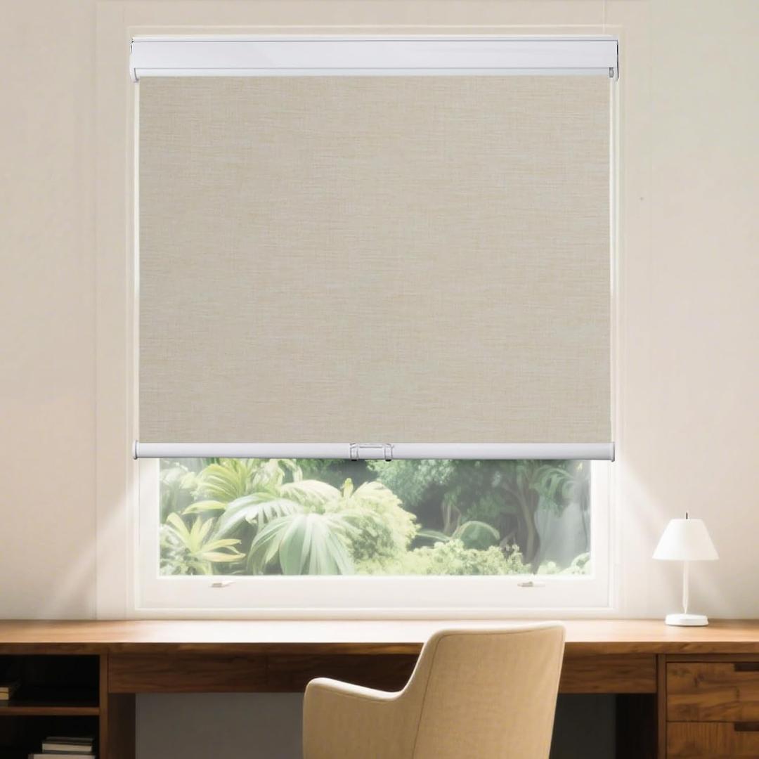 Roller Window Shades Free-Stop Cordless Blackout Blinds, Thermal Insulated Pull Down Shades for Windows, UV Protection Fabric Roller Blinds for Home Office ( 36"W x 72H , Ivory)