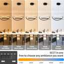 Modern Chandelier Dimmable Pendant Light Fixture,5CCT/2700K/3000K/3500K/4000K/5000K ,Adjustable Modern LED Chandeliers for Dining Room Kitchen Entryway Living Room Bedroom (Black-5CCT, 20 Inches)