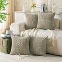 Set of 4 Taupe Decorative Throw Pillow Covers 22x22 Inch Corduroy Pillow Covers for Bed Couch Sofa Living Room Soft Square Cushion Cases