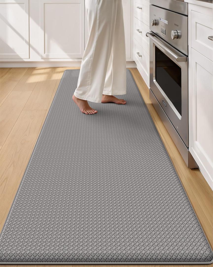 Color&Geometry Wide Kitchen Floor Mat 24x94 Anti Fatigue Easy Clean, Grey