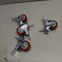 Finnhomy Swivel Caster Wheels 2 Inch Heavy Duty Threaded Stem Casters 1/4" - 20 x 1 with Brake Set of 4 for Wire Shelves Wheels PU Load Bearing 800 Lbs Anti-wear Smooth Casters, Red