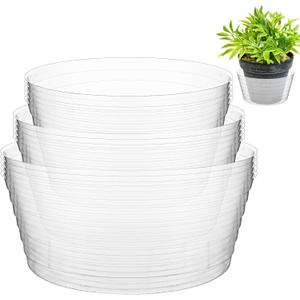 Hoolerry Plastic Plant Saucer Clear Deep Drip Tray Thickened Clear Plant Saucers Trays for Pots Deep Drip Trays for Home Garden Indoor and Outdoor Potted(15 Pcs, 6, 8, 10 Inch)