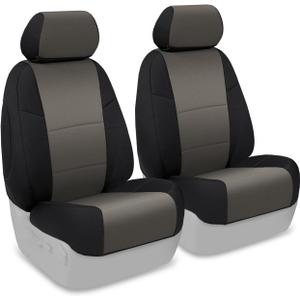 Coverking Custom Fit Front 50/50 Bucket Seat Cover for Select Honda Ridgeline Models - Neosupreme (Charcoal with Black Sides)