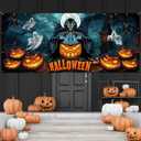 Trgowaul Happy Halloween Garage Door Decorations, 7 * 16Ft Garage Door Cover Banner Backdrop, Pumpkin Grim Reaper Indoor Outdoor Party Supplies Photography Background Sign Poster