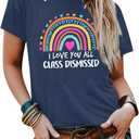 Teacher Shirt for Women Last Day of School T-Shirt Teacher Life Graphic Tee Tops Teachers Gift T-Shirt Blouse (Blue, M)
