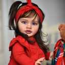 iCradle Realistic Reborn Baby Dolls Girl - 26 Inch Lifelike Newborn Baby Dolls Handmade Silicone Vinyl with Soft Cloth Body, Brown Hair Red Clothes Christmas or Birthday Gift for Kids Age 3 +
