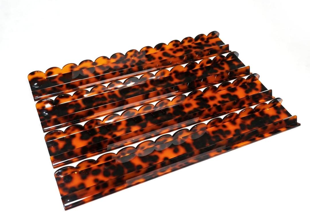 Mahjong Racks with Pushers Set of 4 Acrylic Non-Slip Tile Racks, All-in-One Pusher for American Mahjong, Lightweight & Premium (Tortoiseshell Acrylic Wave)