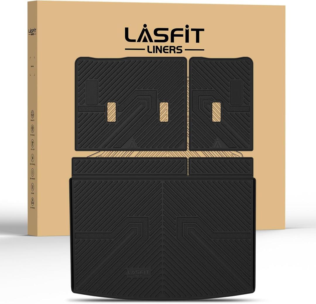 LASFIT Trunk Mat with Backrest Mat 2021-2026 for Chevrolet Chevy Suburban/GMC Yukon XL (Only Yukon XL, Not Fit Yukon)/Cadillac Escalade ESV (Only Escalade ESV, Not Fit Escalade)
