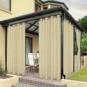 BONZER Outdoor Curtains for Patio Water Resistant Heavy Privacy Light Filtering Grommet Outside Curtains for Porch, Pergola, Gazebo, 1 Panel, 54W x 108L inch