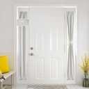 NICETOWN Greyish White 100% Blackout Linen French Door Sidelight Curtains, 12"W x 72"L