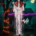 Joomer Animated Halloween Decorations, Life-Size Animatronic Hanging Ghost Scary, Faceless Grim Reaper Swing White Robe with Creepy Sound and Light for Indoor Outdoor Horror Decor