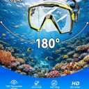 Freela Adult Dry Snorkel Set with Mirrored Lens Anti-Fog 180 Wide View Anti-Fog, Scuba Diving Mask with Nose Cover, Snorkeling Gear for Men Women