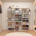 HOMEFORT 10-Tier Corner Shoe Tower - Double Rows, Slim Shoe Stand for 20 Pairs - Entryway, Hallway, Closet (White)