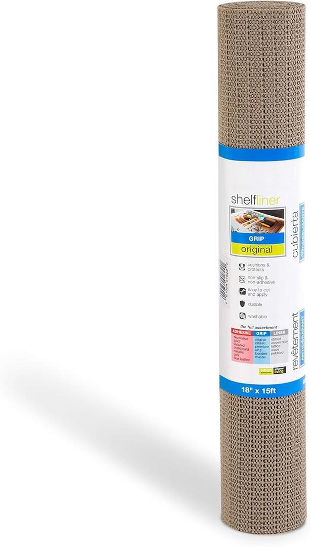 Smart Design Original Grip Shelf Liner - 12 Inch x 5 Feet - Non Adhesive, Strong Grip Bottom, Easy Clean Kitchen Drawer, Cabinet, Cupboard Dresser Protector Cover, Non Slip Rubber Mat - 2 Pieces