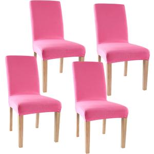 Obstal Stretch Spandex Dining Room Chair Covers ?Set of 4 Universal Removable Washable Chair Seat Slipcovers Protector for Kitchen, Ceremony, Wedding, Banquet, Hotel and Party, Dark Pink