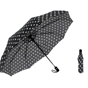 SIEPASA Windproof Travel Compact Umbrella-Automatic Umbrellas for Rain- Folding Umbrella, Travel Compact Umbrella.(Black Polka Dots) (42 Inch-1 Pack)