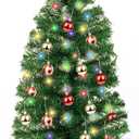 3 Feet Premium Green Christmas Tree 12 Modes Dual Color Change Timer DIY 50 Warm White & Multicolor Lights Star 15 Ball Ornaments Battery Operated Small Artificial Full Xmas Tree Table Home Indoor